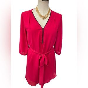 Iz Byer Casual Chic chiffon dress w/ zipper medium